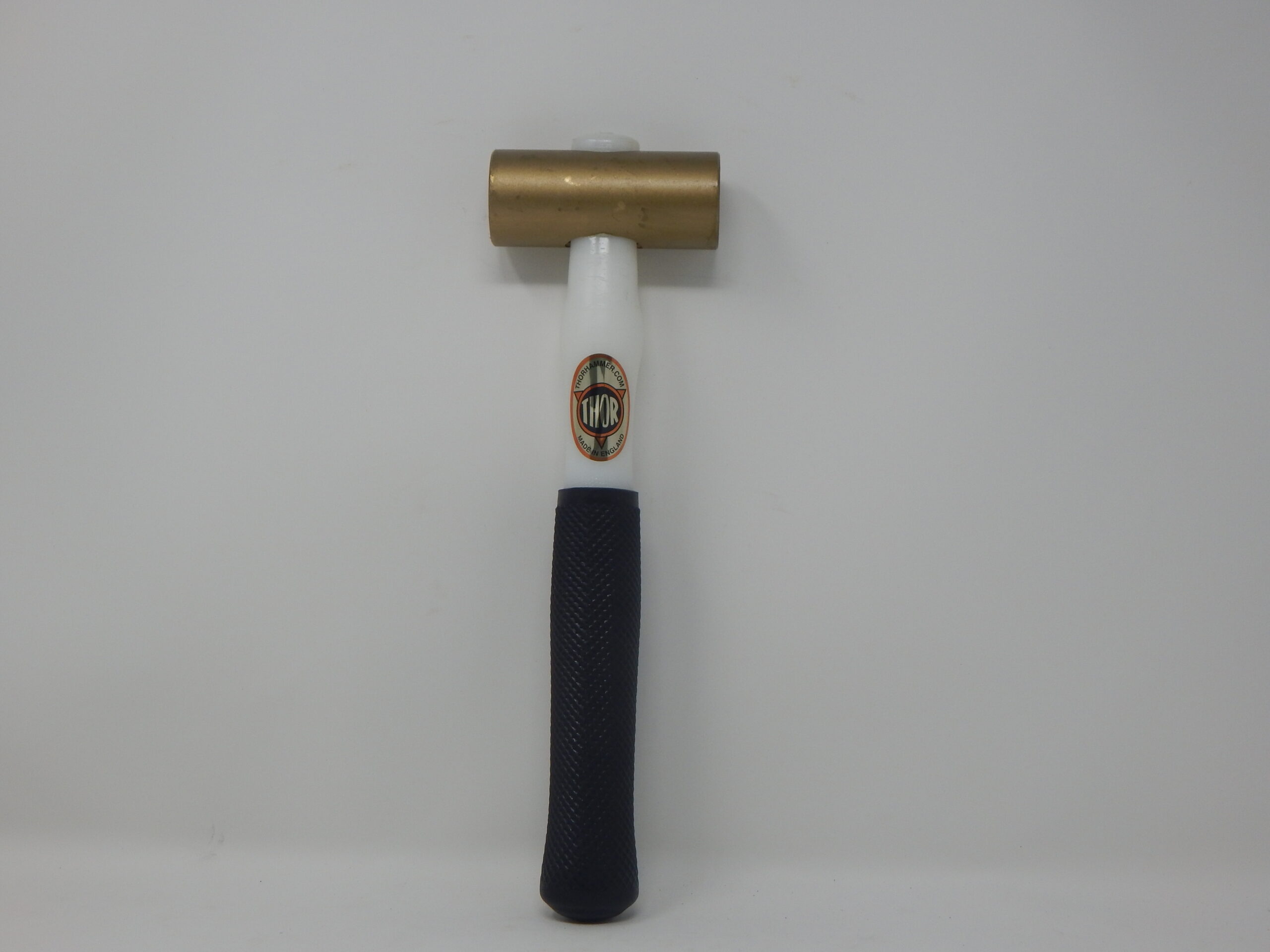 Thor, Round Solid Brass Mallet, 930g,(2.0 Lbs) Spark Resistant, Plastic Handle w/ - Rubber Grip,