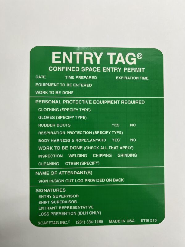 EntryTag, Confined Space Tagging System