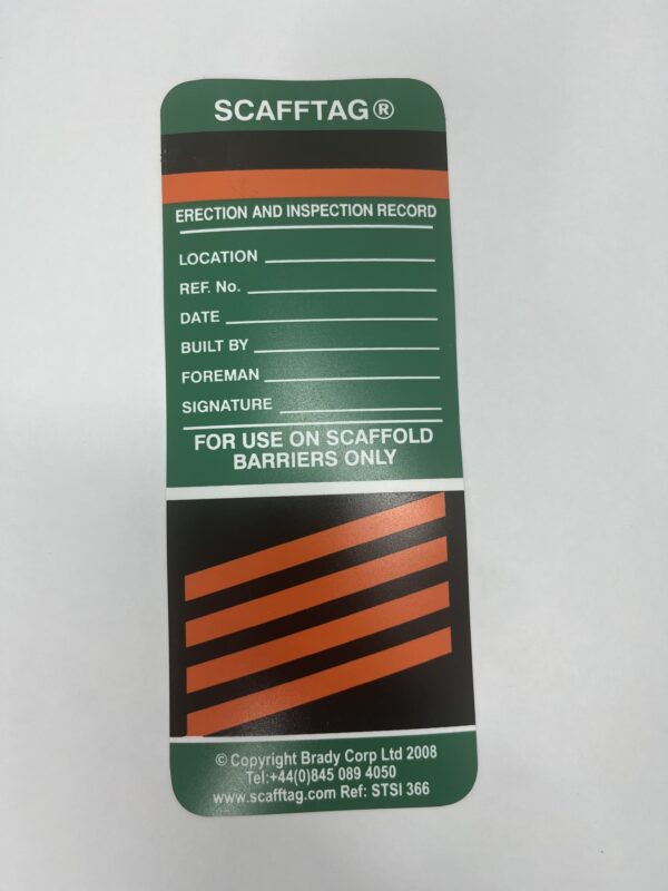 Scafftag, Use on Scaffold Barriers Only Tag. - ORANGE