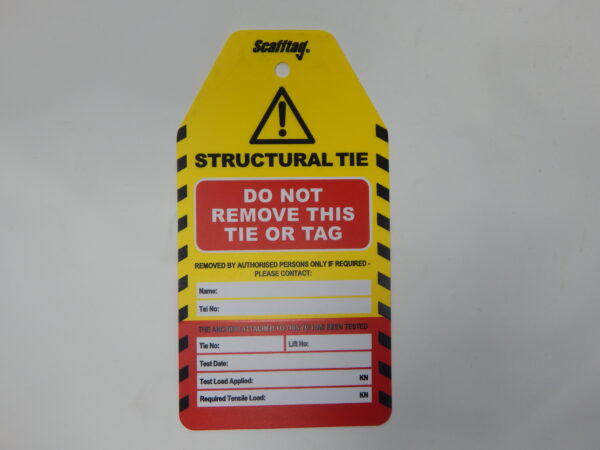 Structural Tie Warning Tag